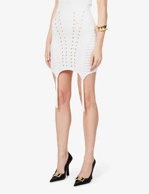 Balmain o1y0625 Mini Skirt in White Size 27" / US 4 / IT 40 - 3 Thumbnail