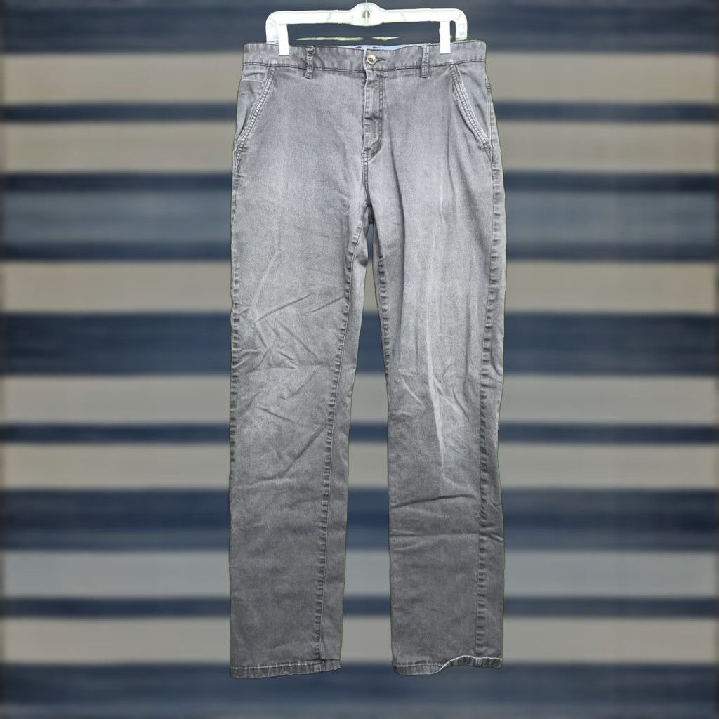 Vintage American Tall Pants Mens 34x36 Chino Tapered Fit Grey Performance Stretch Casual Size US 34 / EU 50 - 1 Thumbnail