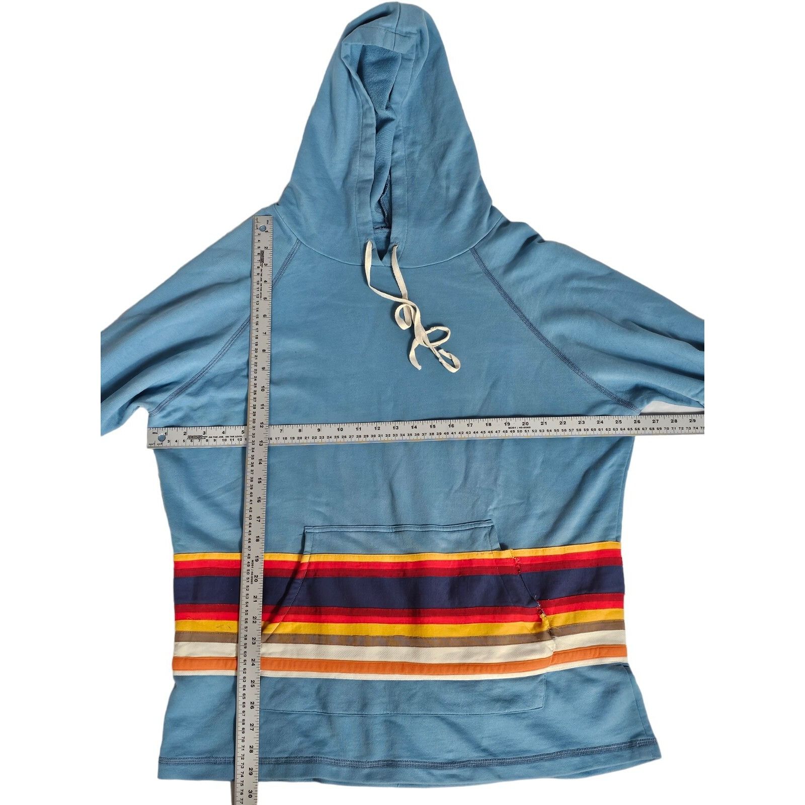 Greg Lauren Greg Lauren Striped Crewneck Hoodie Size 3 US Light Blue Mul Size US XL / EU 56 / 4 - 1 Thumbnail