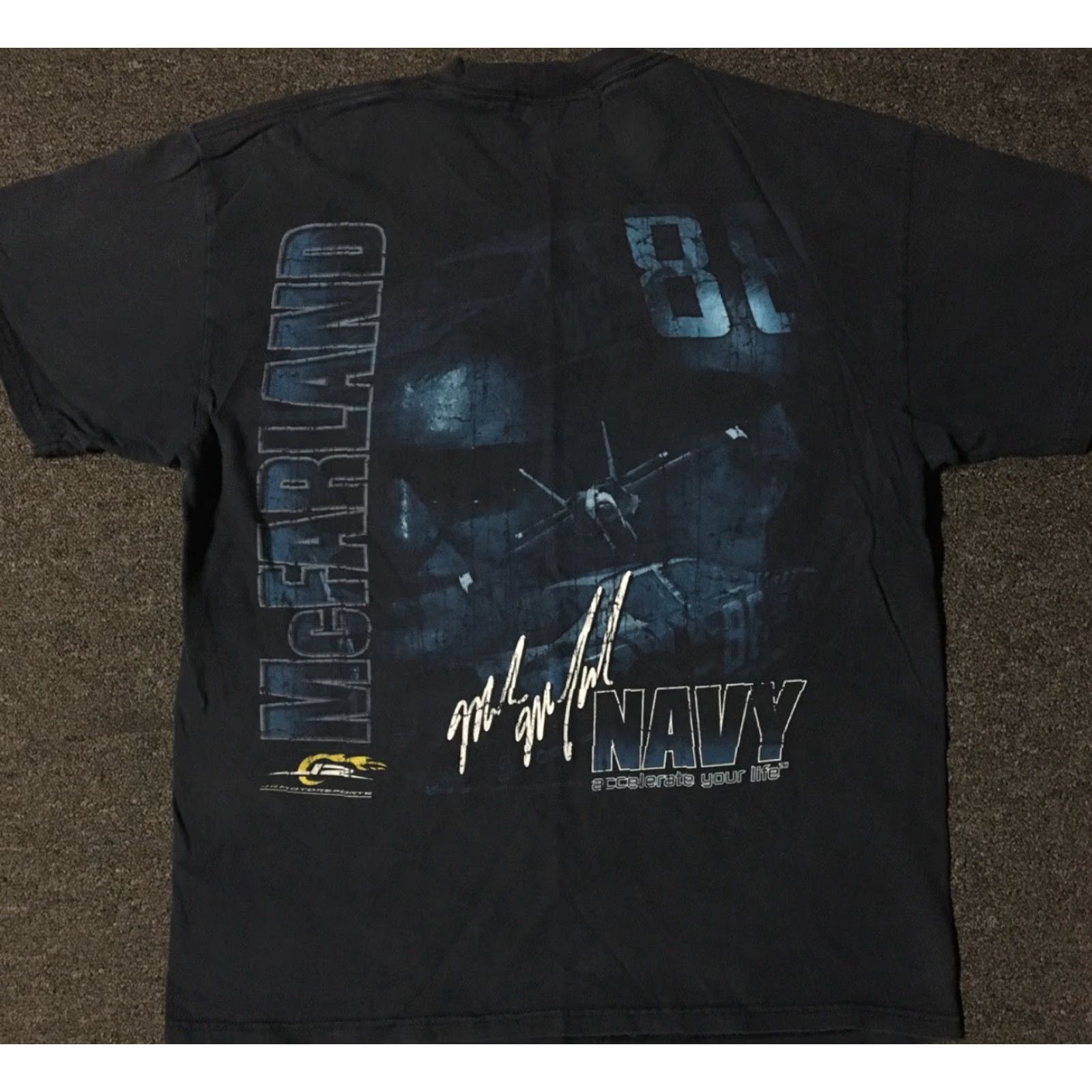 Chase Authentics VINTAGE NASCAR Mark McFarland Faded Shirt L Driving Racing Navy Army Grunge 90s AOP Shirt Mens Blue 90s NASCAR Size US L / EU 52-54 / 3 - 2 Thumbnail