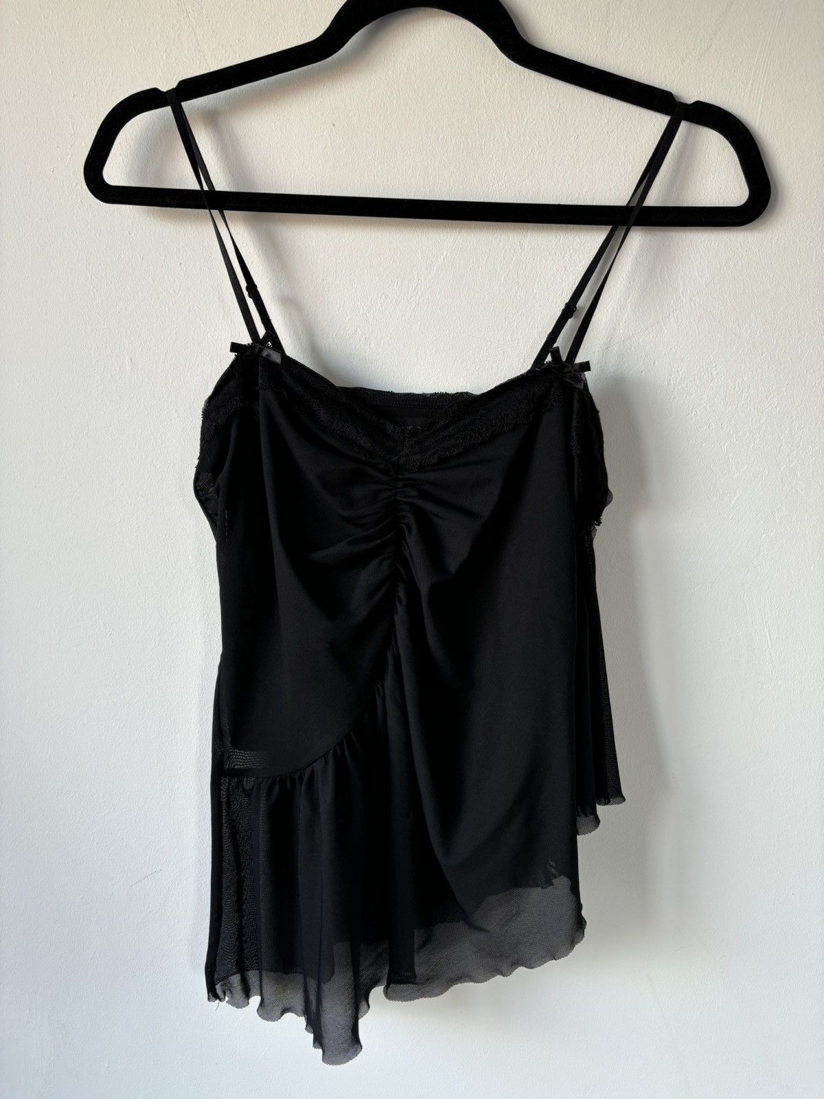 Urban Outfitters × Vintage Asymmetrical Light Before Dark Black Mesh Top Size M / US 6-8 / IT 42-44 - 1 Thumbnail