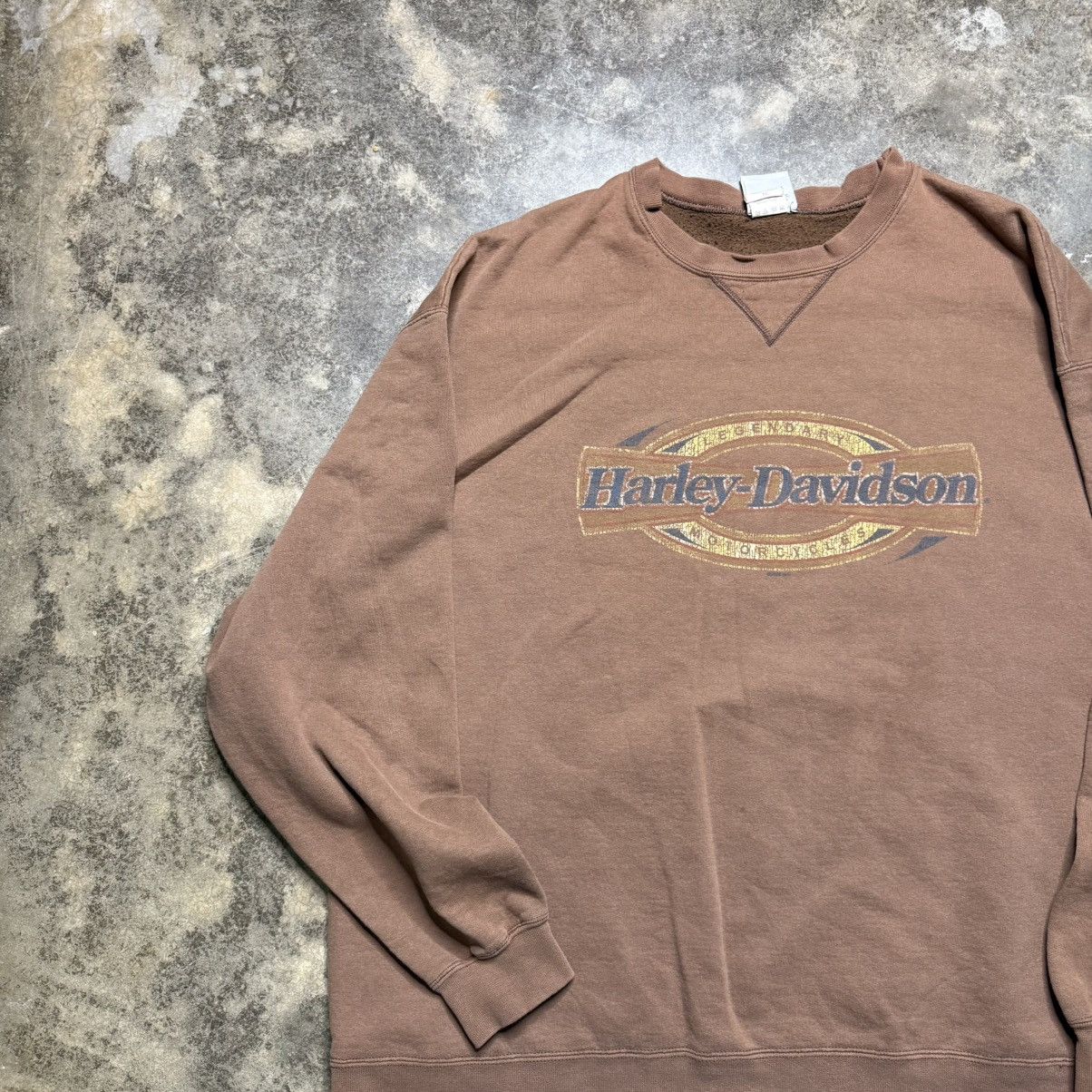 Vintage vintage harley davidson baggy biker faded brown sweatshirt Size US XL / EU 56 / 4 - 3 Thumbnail
