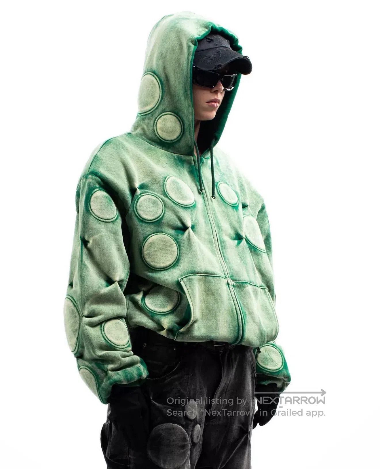 Bad Son padded green hoodie with boxy fit. Size XL / US 12-14 / IT 48-50 - 7 Thumbnail