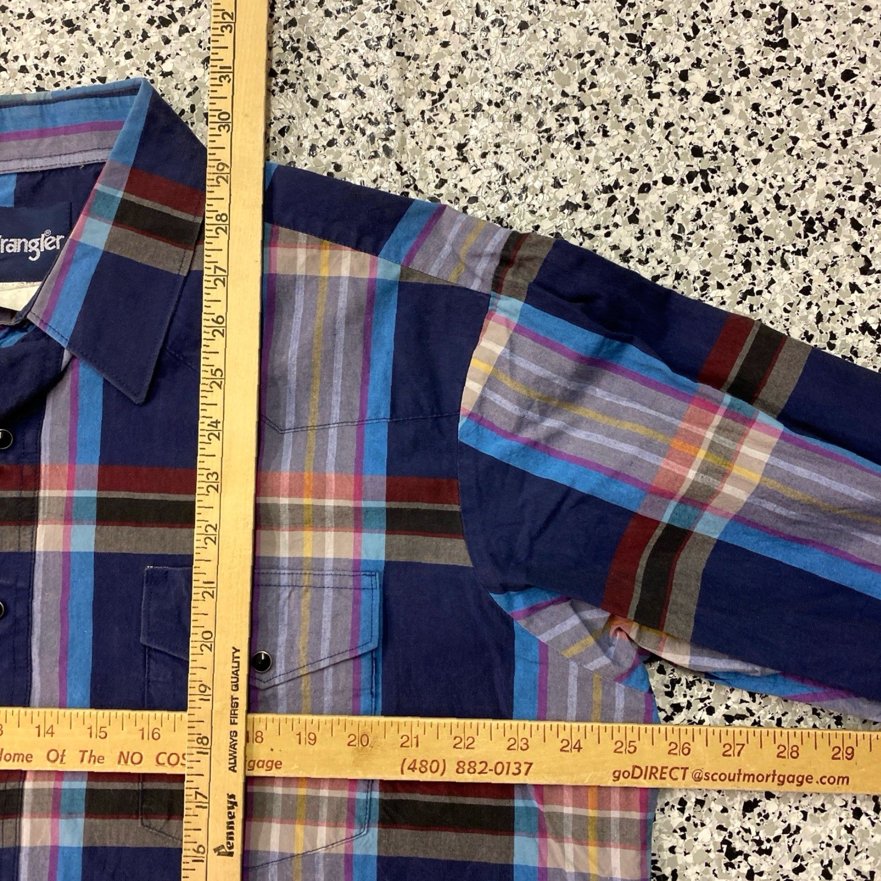 Wrangler VINTAGE Wrangler Pearl Snap Shirt Mens 2XL Plaid Blue Long Sleeve Shirt Size US XXL / EU 58 / 5 - 3 Thumbnail
