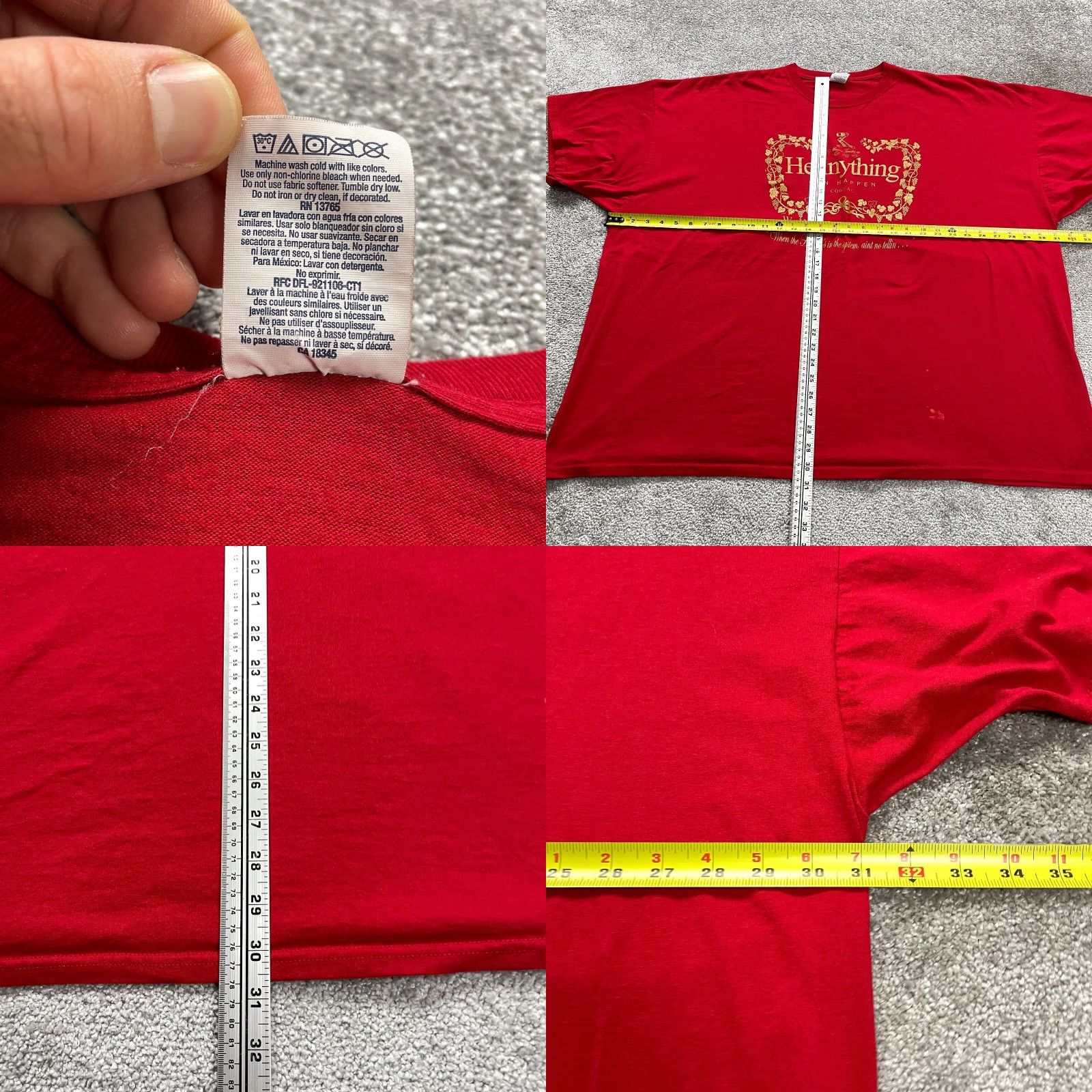 Jerzees Jerzees T-Shirt Mens 5XL Red Graphic Dri-Power Active Cotton Top Size US XXL / EU 58 / 5 - 8 Thumbnail