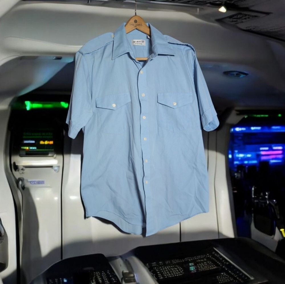 Van Heusen Pilot Uniform The Aviator Light Blue Men's Shirt By Van Hus Size US L / EU 52-54 / 3 - 1 Thumbnail