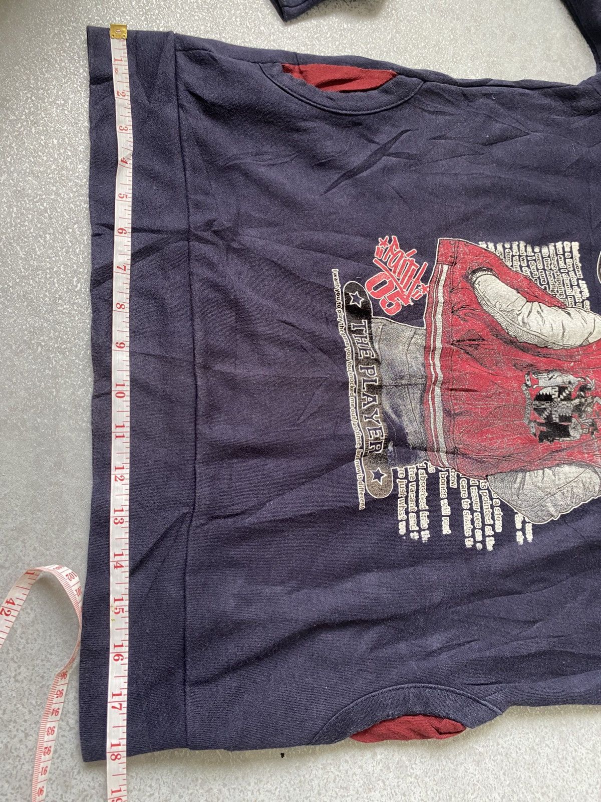 Japanese Brand Vintage Y2K Graphic Hoodie Navy Red Grunge Streetwear Size US M / EU 48-50 / 2 - 13 Thumbnail