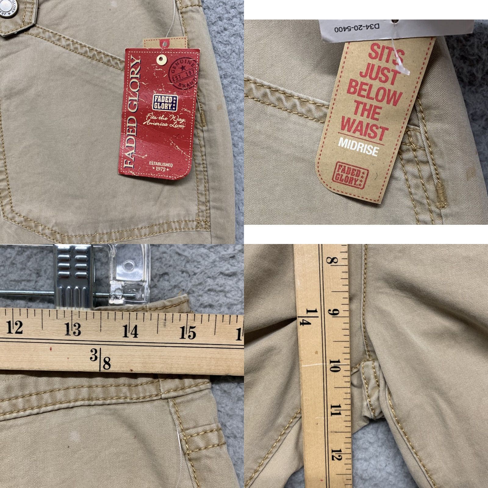 Faded Glory Faded Glory Pants Missy 6 Cargo Mid-Rise Sequins Tan Relaxed Straight NWT Size 28" / US 6 / IT 42 - 8 Thumbnail
