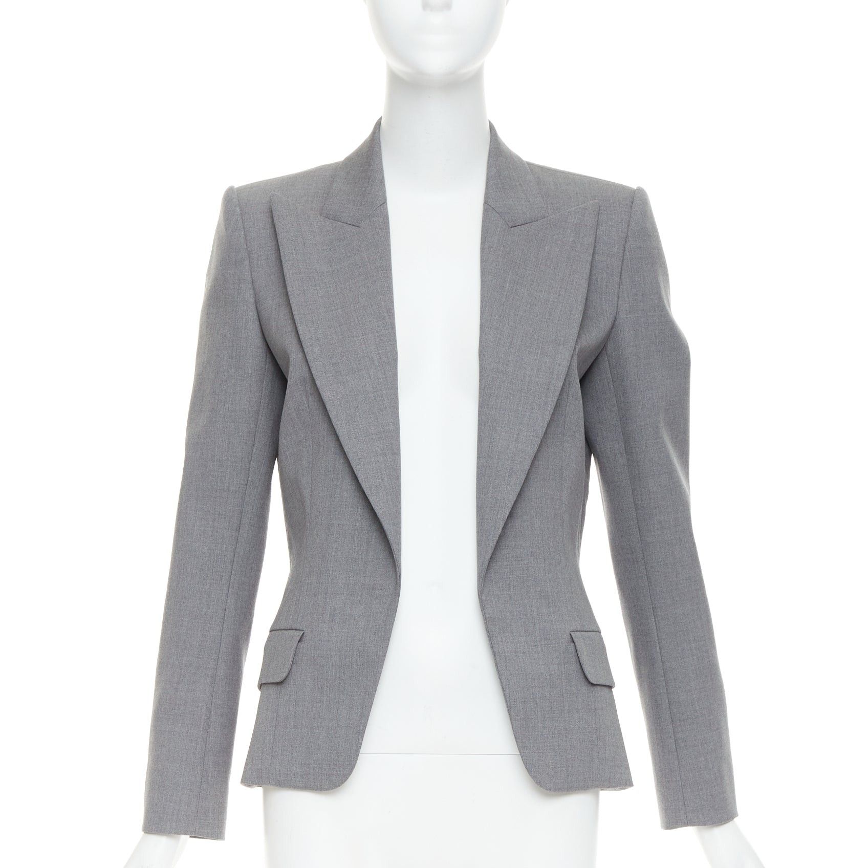 Alexandre Vauthier ALEXANDRE VAUTHIER COUTURE grey wooly peak lapel single breasted blazer jacket Size S / US 4 / IT 40 - 1 Thumbnail