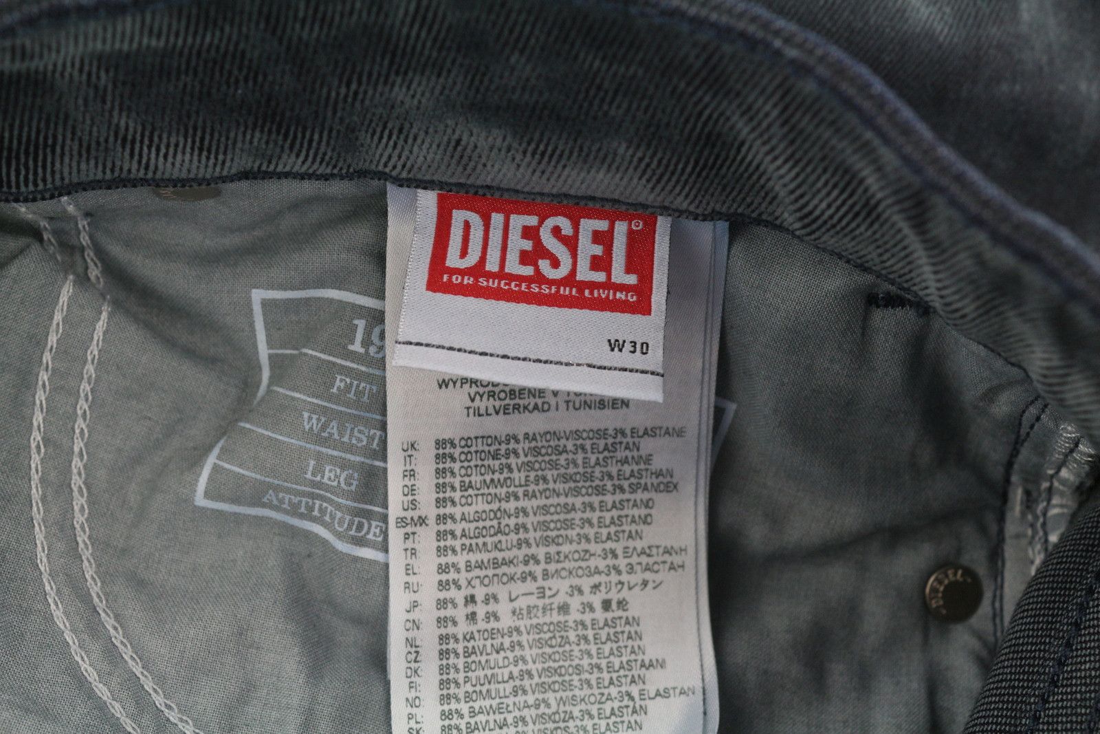 Diesel 1955 09D02 W30/L32 Regular Straight Washed Jeans 40932 Size US 30 / EU 46 - 8 Thumbnail