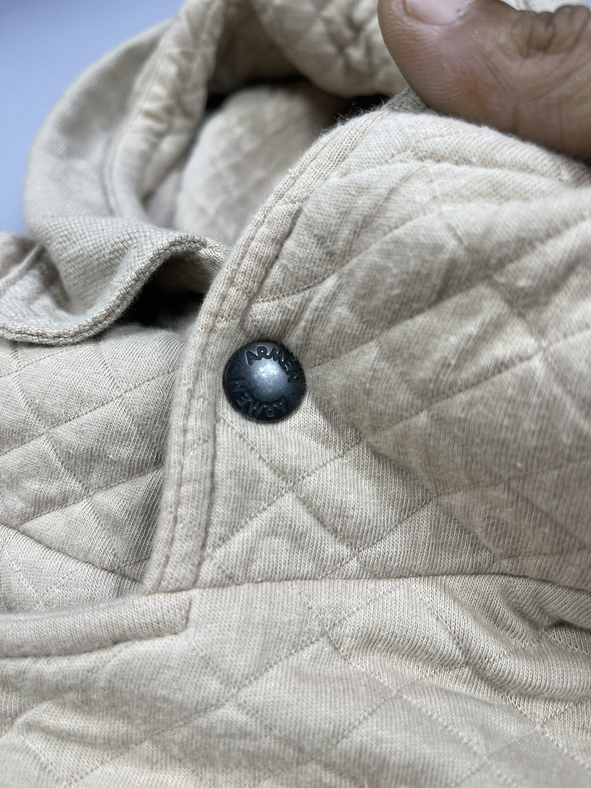 Vintage France Designer ARMEN Diagonal Button Up Quilted Hoodies Size M / US 6-8 / IT 42-44 - 3 Thumbnail