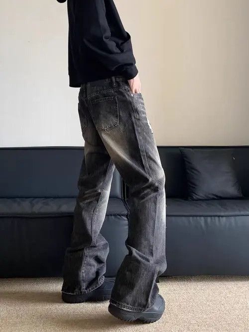 Jean Aged washed baggy micro flare jeans Size US 34 / EU 50 - 8 Thumbnail