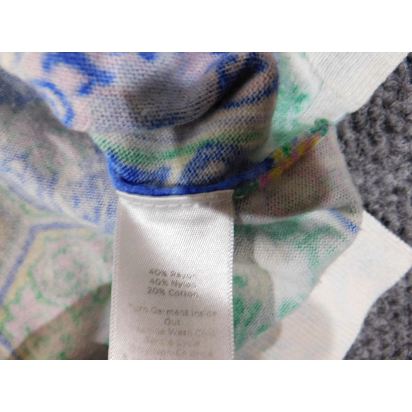 Talbots Talbots Cardigan Sweater Womens Medium Blue Floral Zip Knit Rayon Nylon Stretch Regular Modern Size M / US 6-8 / IT 42-44 - 7 Thumbnail