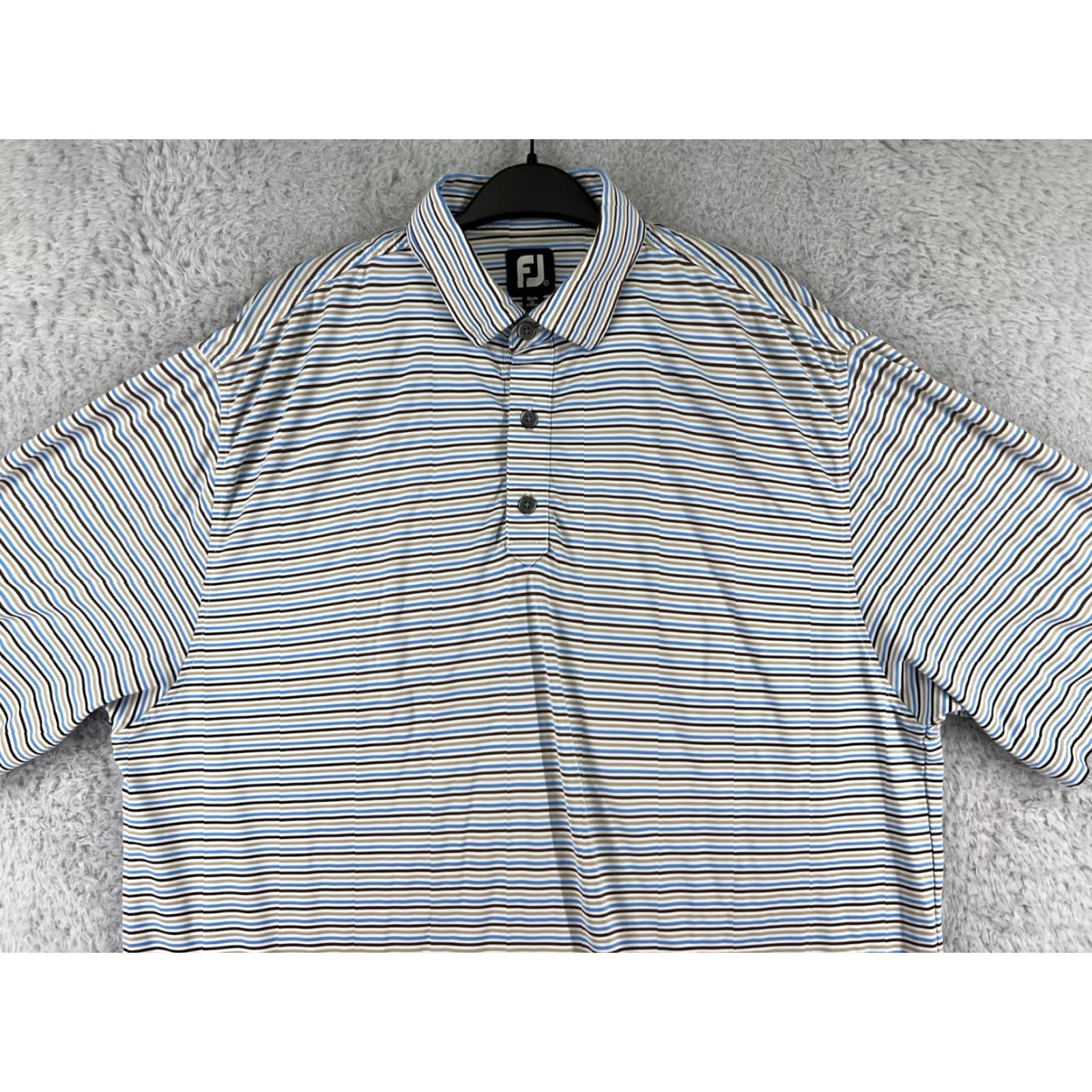 Footjoy FootJoy Polo Shirt Men L Blue Striped Polo Shirt Lightweight Polyester Size US L / EU 52-54 / 3 - 5 Thumbnail
