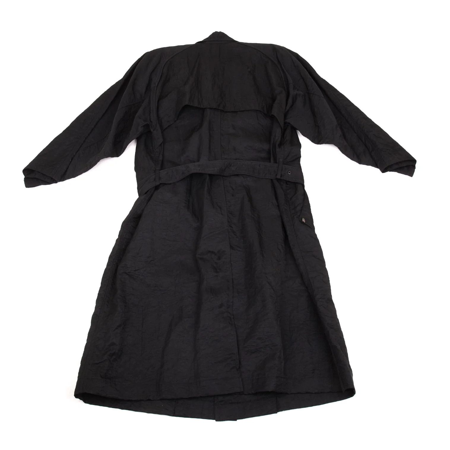 Issey Miyake Nylon Shirred Long Coat in Black, Size M Size US M / EU 48-50 / 2 - 16 Thumbnail