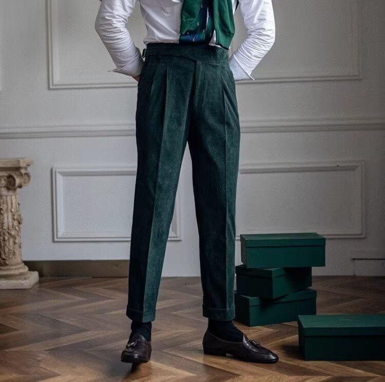 Japanese Brand Italian Style Green Corduroy Naples Suit Pants Size US 29 - 1 Thumbnail