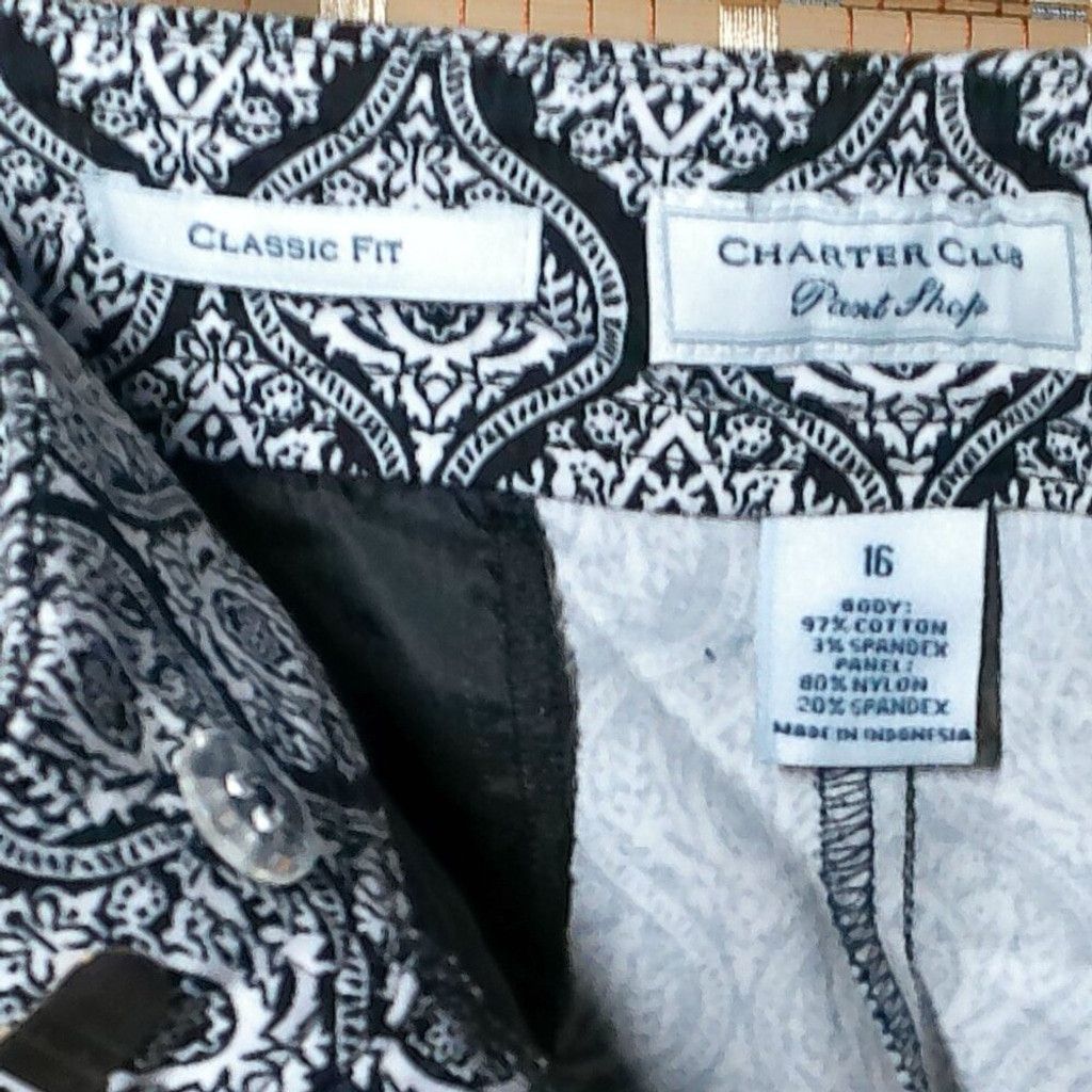 Charter Club Charter Club Black & White Tile Print Classic Fit Pant Size 38" / US 16 / IT 52 - 3 Thumbnail