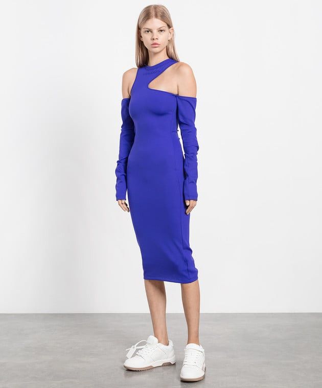 Off-White o1y1125 Midi Dress in Bright Blue Size M / US 6-8 / IT 42-44 - 2 Thumbnail