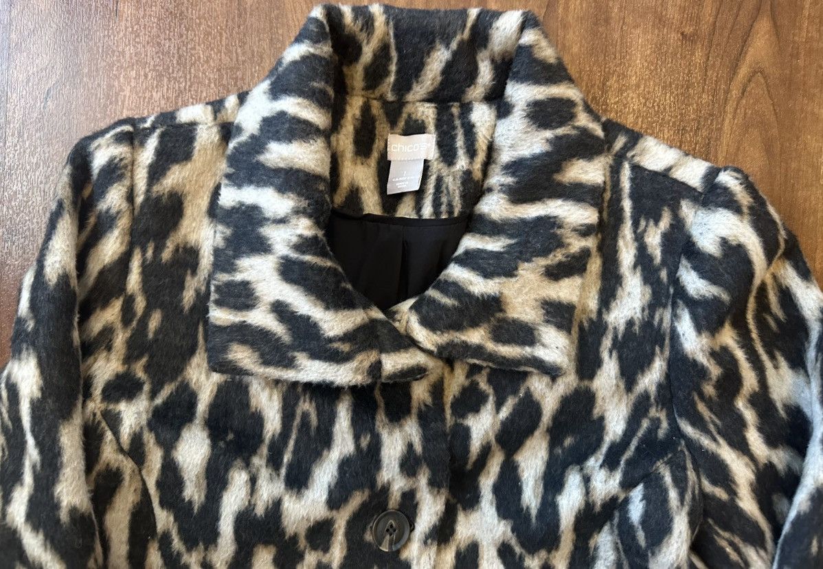 Chicos Chico’s Women’s Short FauxFur Cheetah Print Peacoat Jacket 1 Size S / US 4 / IT 40 - 4 Thumbnail
