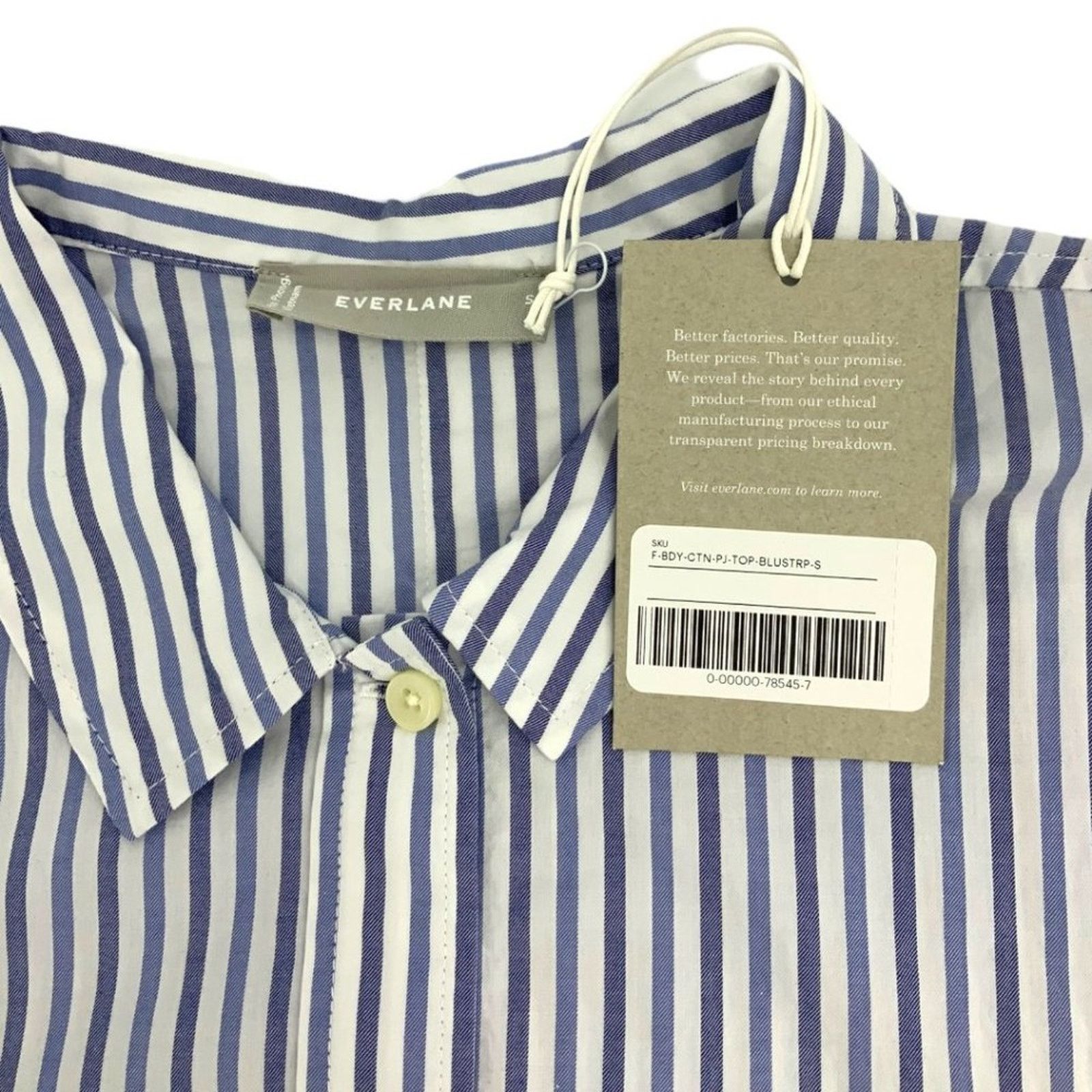 Everlane Everlane Blue Stripe 100% Cotton Pajama Top Size Small NWT Size S / US 4 / IT 40 - 3 Thumbnail