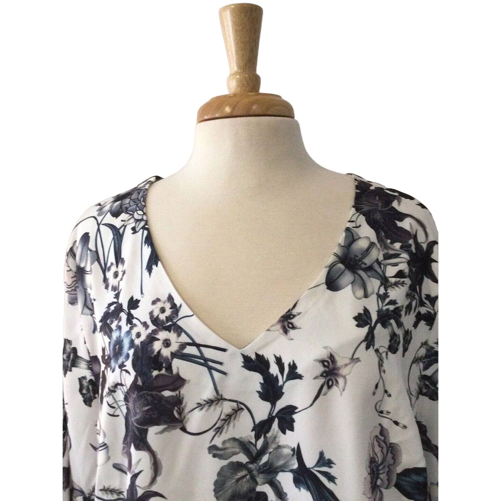 Other Agnes Orinda Floral Side Zip V-Neck Long Sleeve Blouse SZ 3X Size 3XL / US 20-22 - 4 Thumbnail
