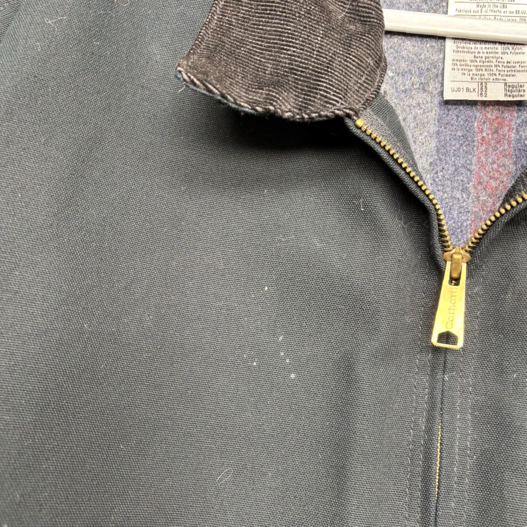 Carhartt VINTAGE Carhartt Detroit Jacket 52 Men Bomber Jacket Lined Black Polyester Canvas Zip Mid-Length Regular 450 Warmth Weight Size US L / EU 52-54 / 3 - 5 Thumbnail