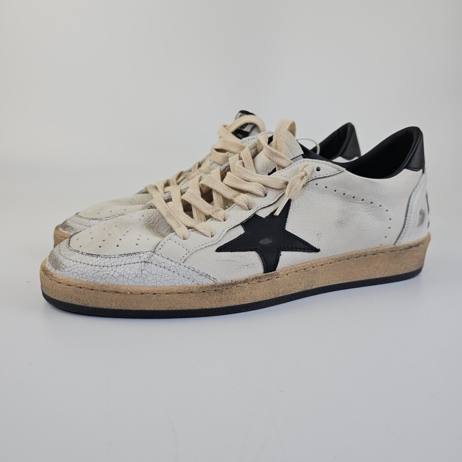 Golden Goose Ball Star White/Black Leather Sneakers New