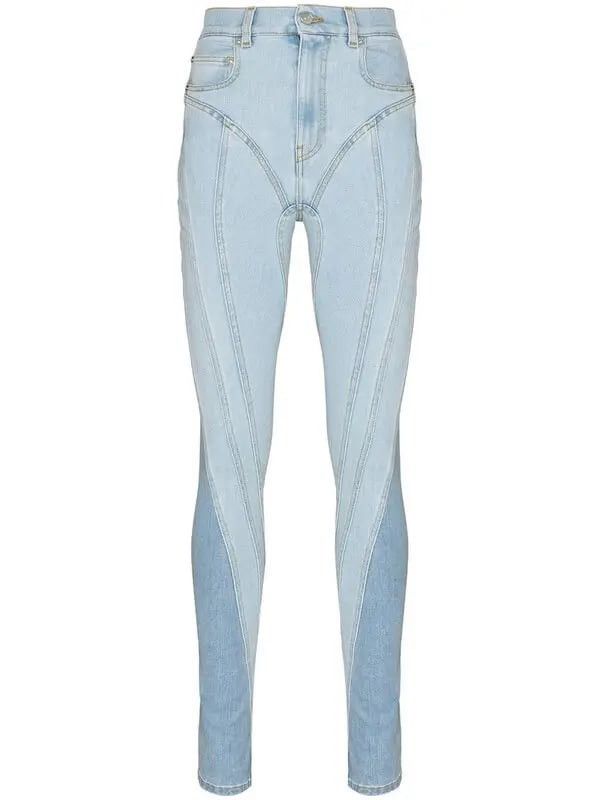 Mugler MUGLER High-Rise Panelled Skinny Jeans Size 26" / US 2 / IT 38 - 1 Thumbnail