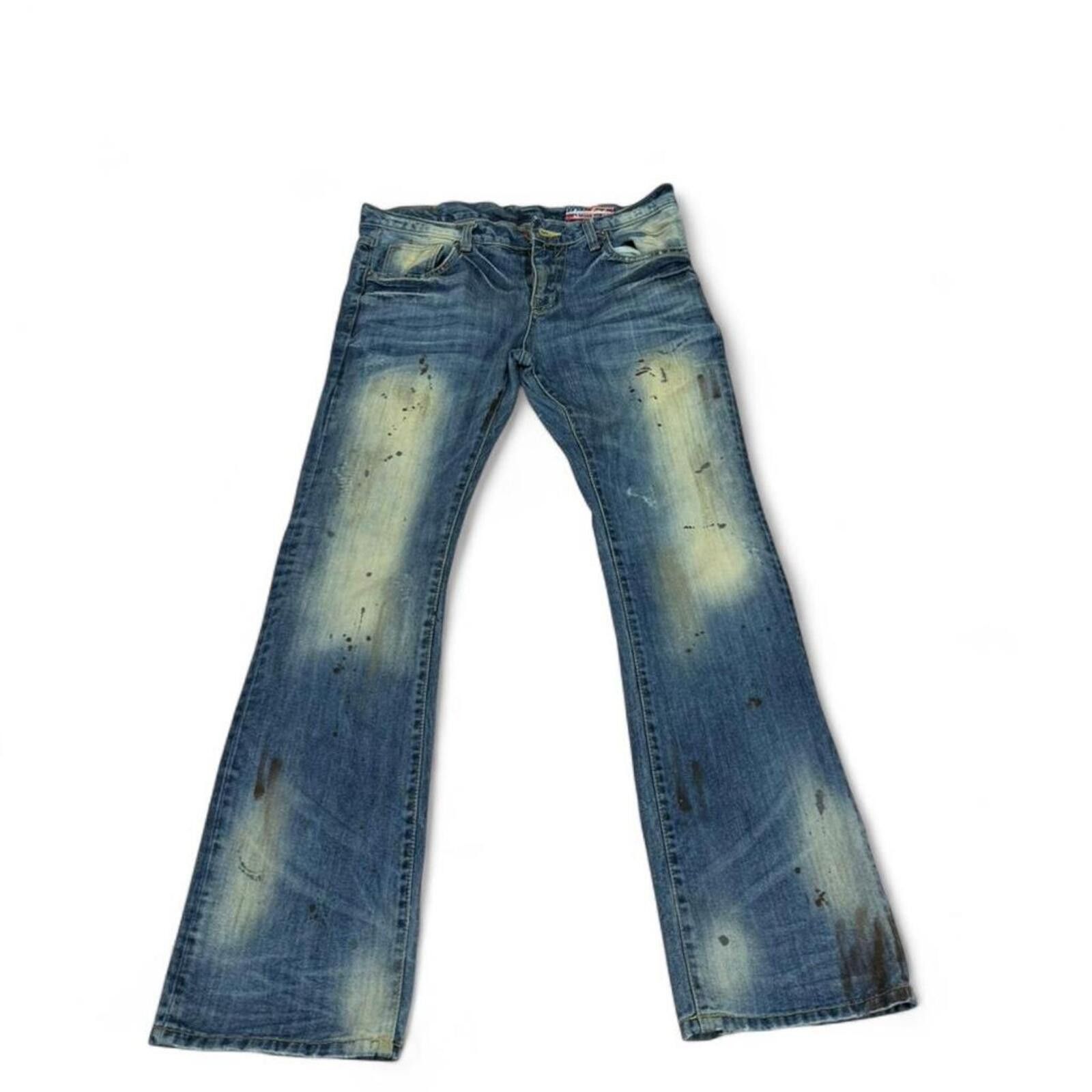 Other Sugar Cane blue denim jeans with paint splatter design Size 34" / US 12 / IT 48 - 2 Thumbnail