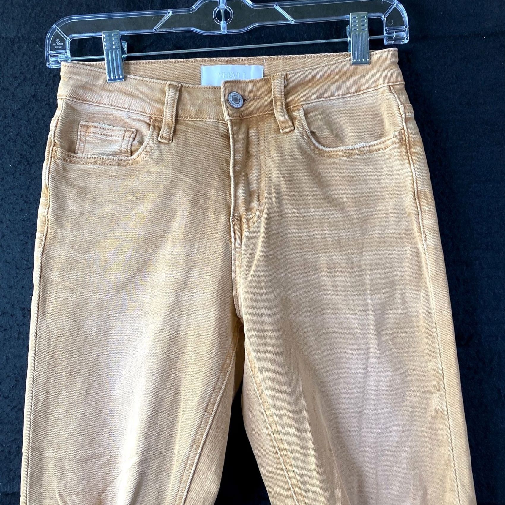 MOTHER Vervet Womens Jeans Army Khaki Vintage High Rise Crop Flare Stretch 24 Size 42" / US 20 - 3 Thumbnail