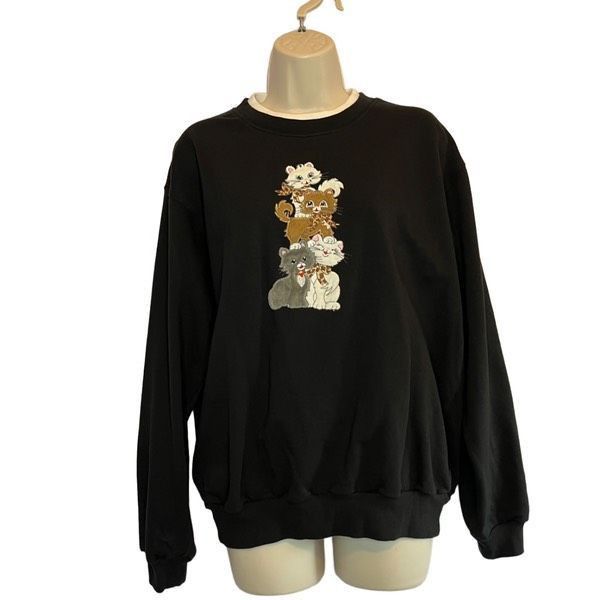 Vintage Vintage Morning Sun embroidered cat patch double collar swea Size L / US 10 / IT 46 - 2 Thumbnail