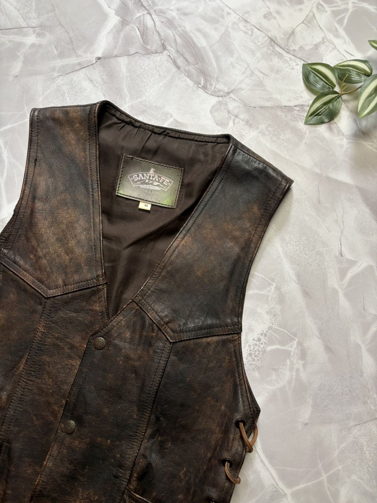 Cowboy Equipment Santa Fe Leather Vest Distressed Cowboy Western Lace-up Size M / US 6-8 / IT 42-44 - 3 Thumbnail