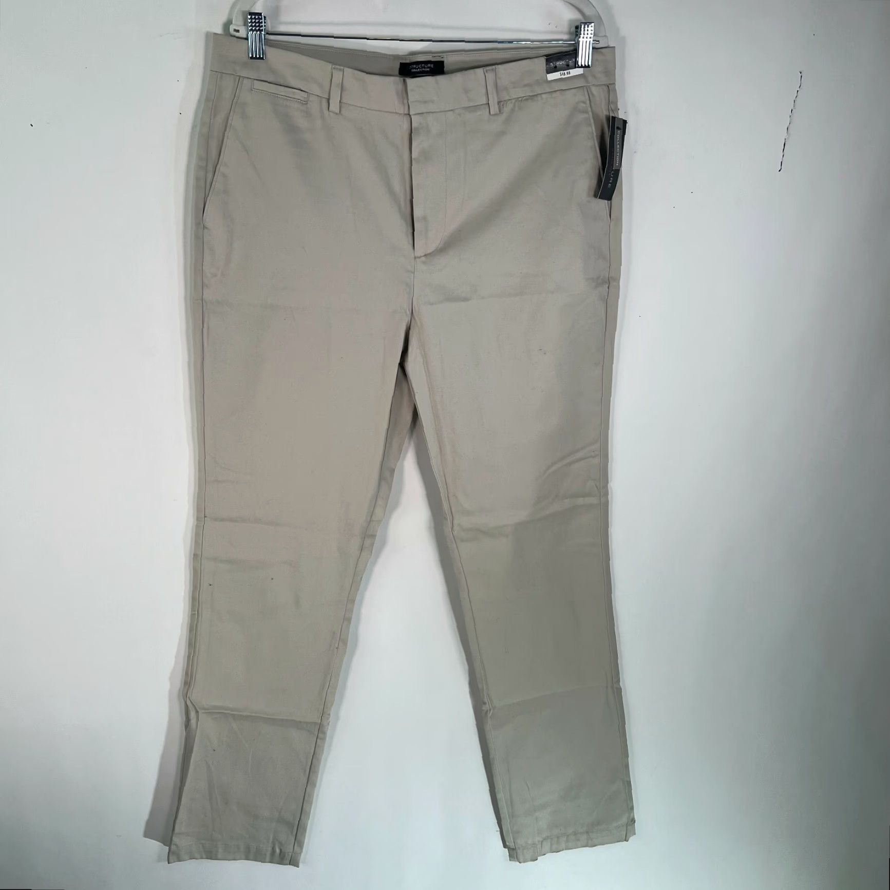 Vintage Structure Collection Mens Mid Rise Slim Fit Classic Beige Dress Pants 34X32 Size US 34 / EU 50 - 2 Thumbnail
