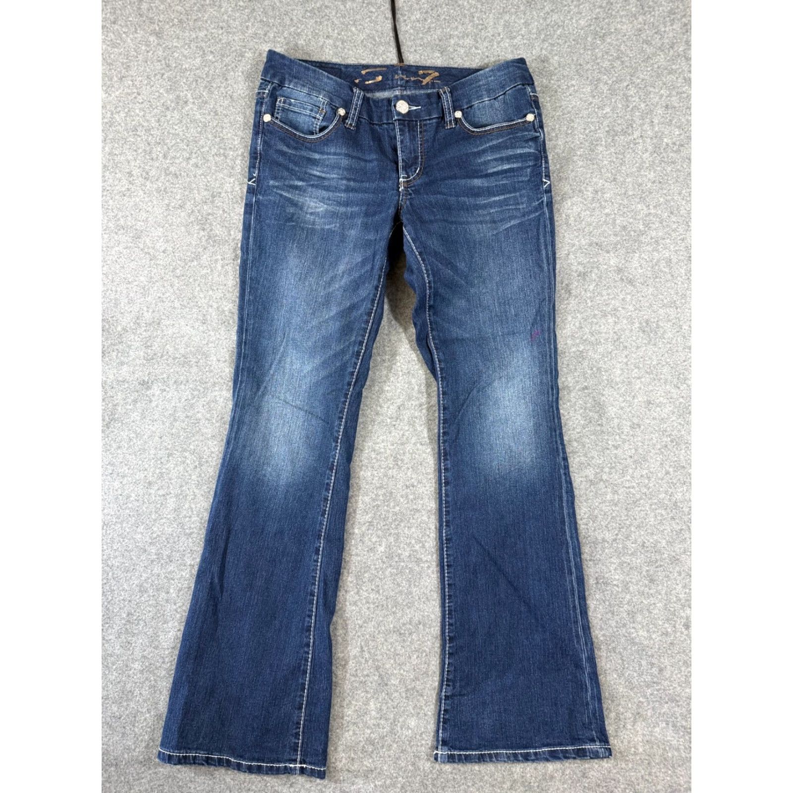 Vintage VINTAGE Seven7 Jeans Womens 6 Blue Denim Bootcut Leg Low Rise Stretch Embroidered Pockets 90s Bohemian Womens Size 28" / US 6 / IT 42 - 4 Thumbnail