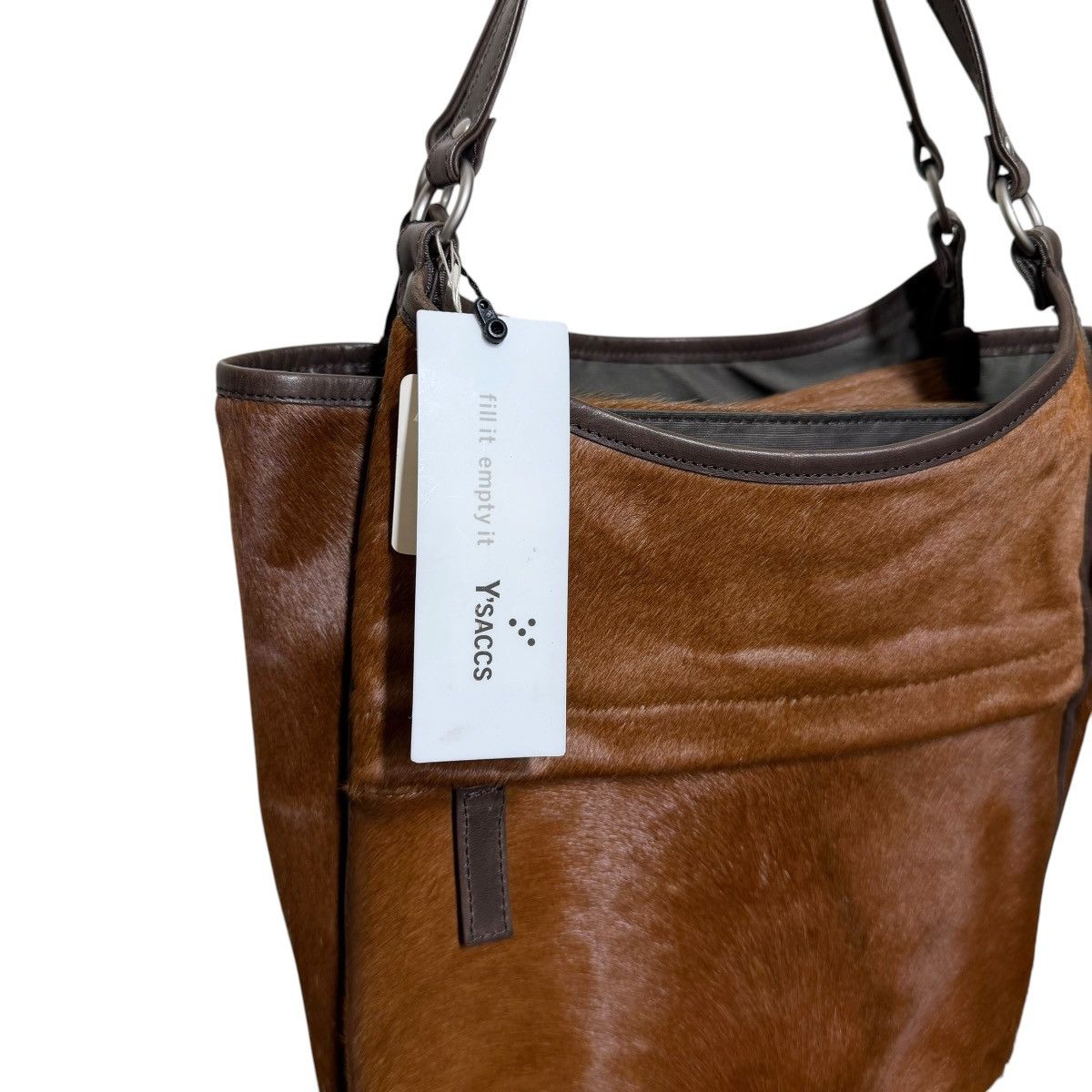 Yohji Yamamoto 761 Yohji Yamamoto Y'SACCS bag brown calf hair leather Size ONE SIZE - 3 Thumbnail