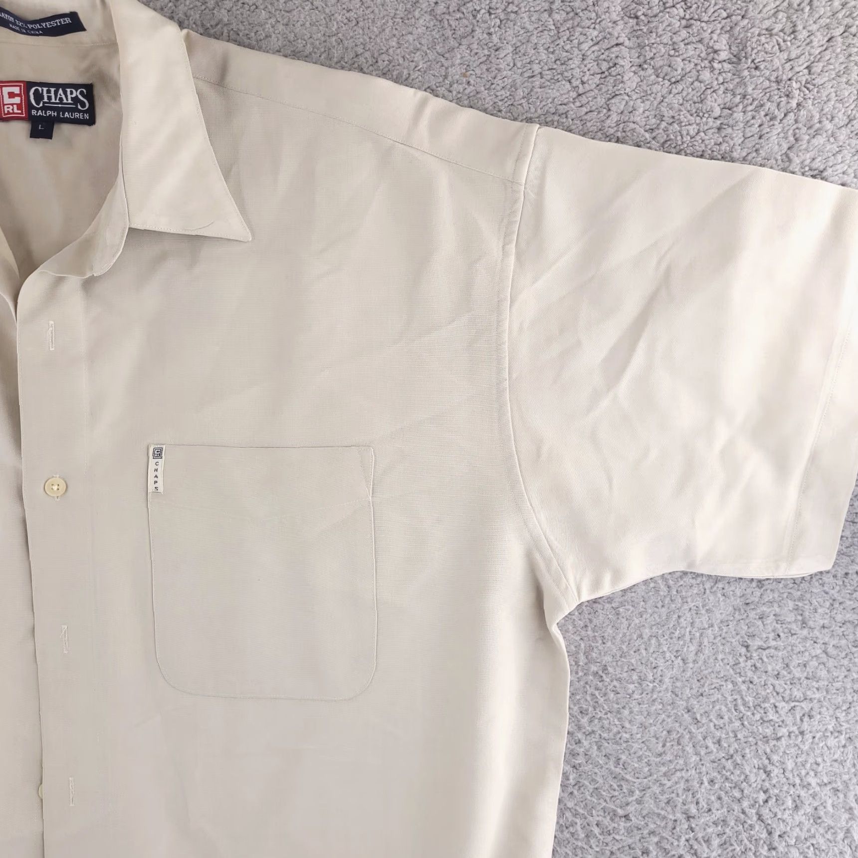 Chaps VTG Chaps Shirt Mens XL Tan Beige Rayon Blend Short Sleeve Button-Up Collared Beige - Mens Shirt XL Chaps Vintage Rayon Button Size US XL / EU 56 / 4 - 5 Thumbnail