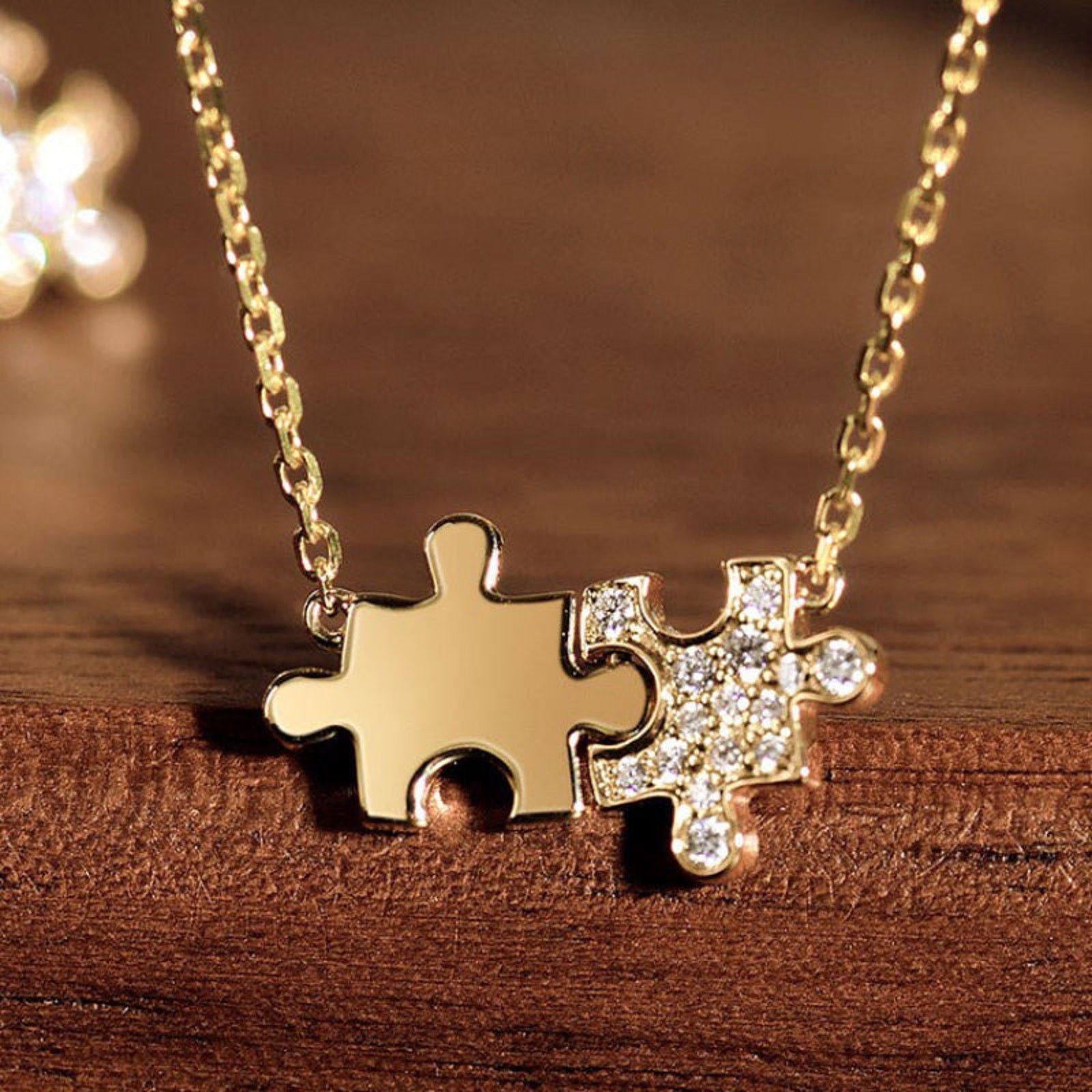 Designer S925 Silver Jigsaw Piece 14K Gold Overlay Zircon Earrings Size ONE SIZE - 3 Thumbnail