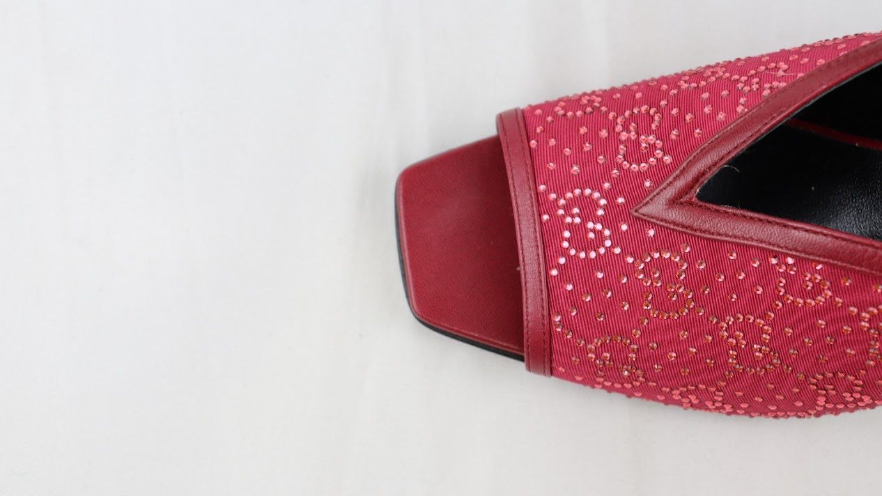 Gucci o1rshd1 Leather and Canvas Mules in Burgundy Size US 8 / IT 38 - 12 Thumbnail