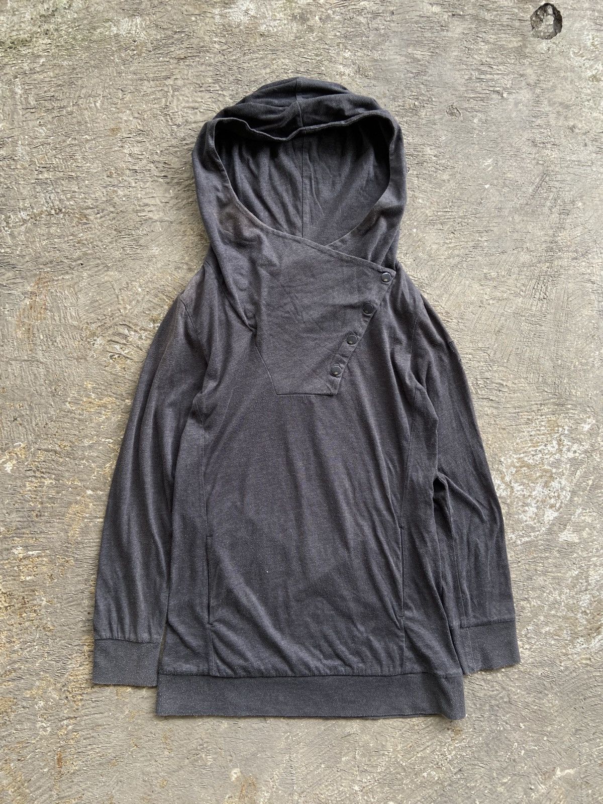 Japanese Brand 2000s DOHC - Rick Owens Style Asymmetrical Button Hoodie Size US M / EU 48-50 / 2 - 1 Thumbnail
