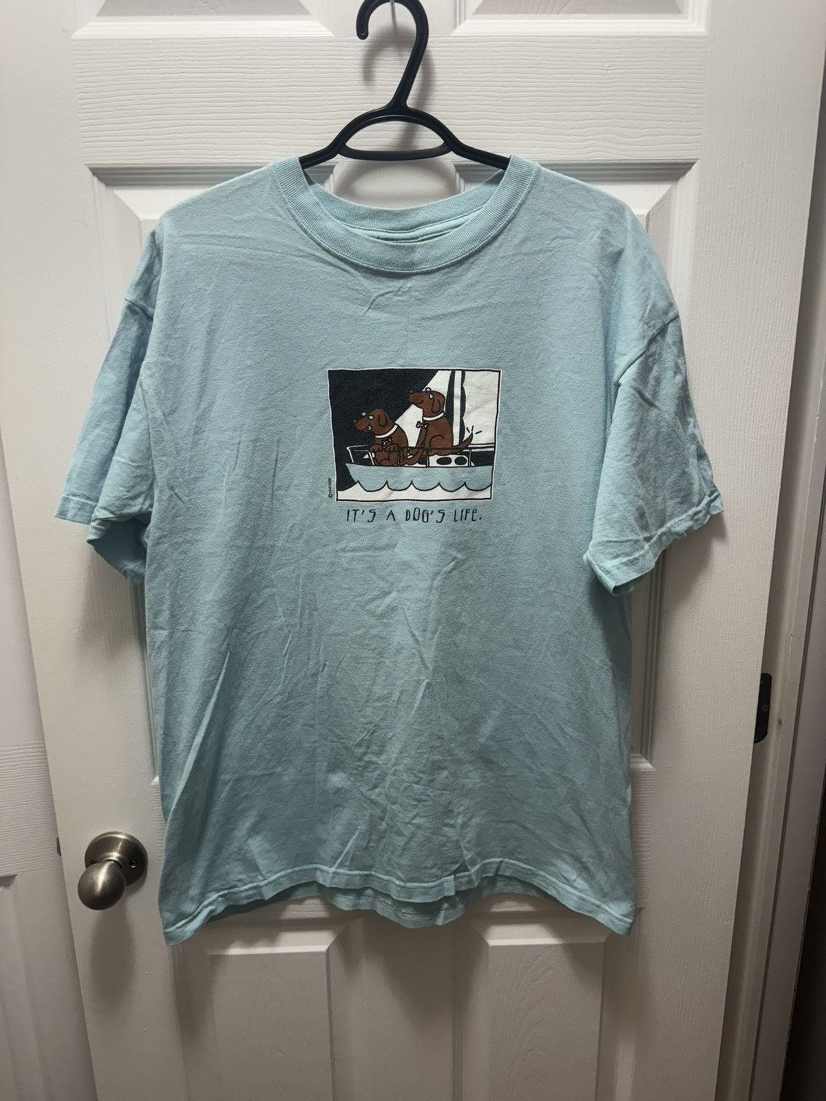 Anvil Anvil 2005 Vintage It's A Dogs Life Comic Shirt Baby Blue Size US L / EU 52-54 / 3 - 2 Thumbnail
