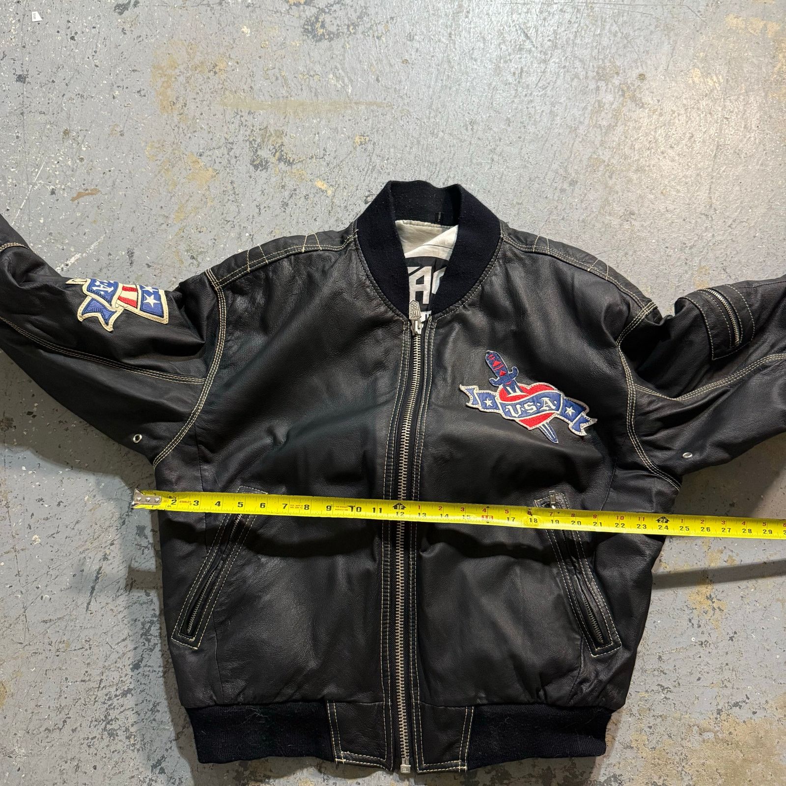 Vintage vtg Michael Hoban Black Leather Bomber Jacket USA Eagle Sz L Size US L / EU 52-54 / 3 - 9 Thumbnail