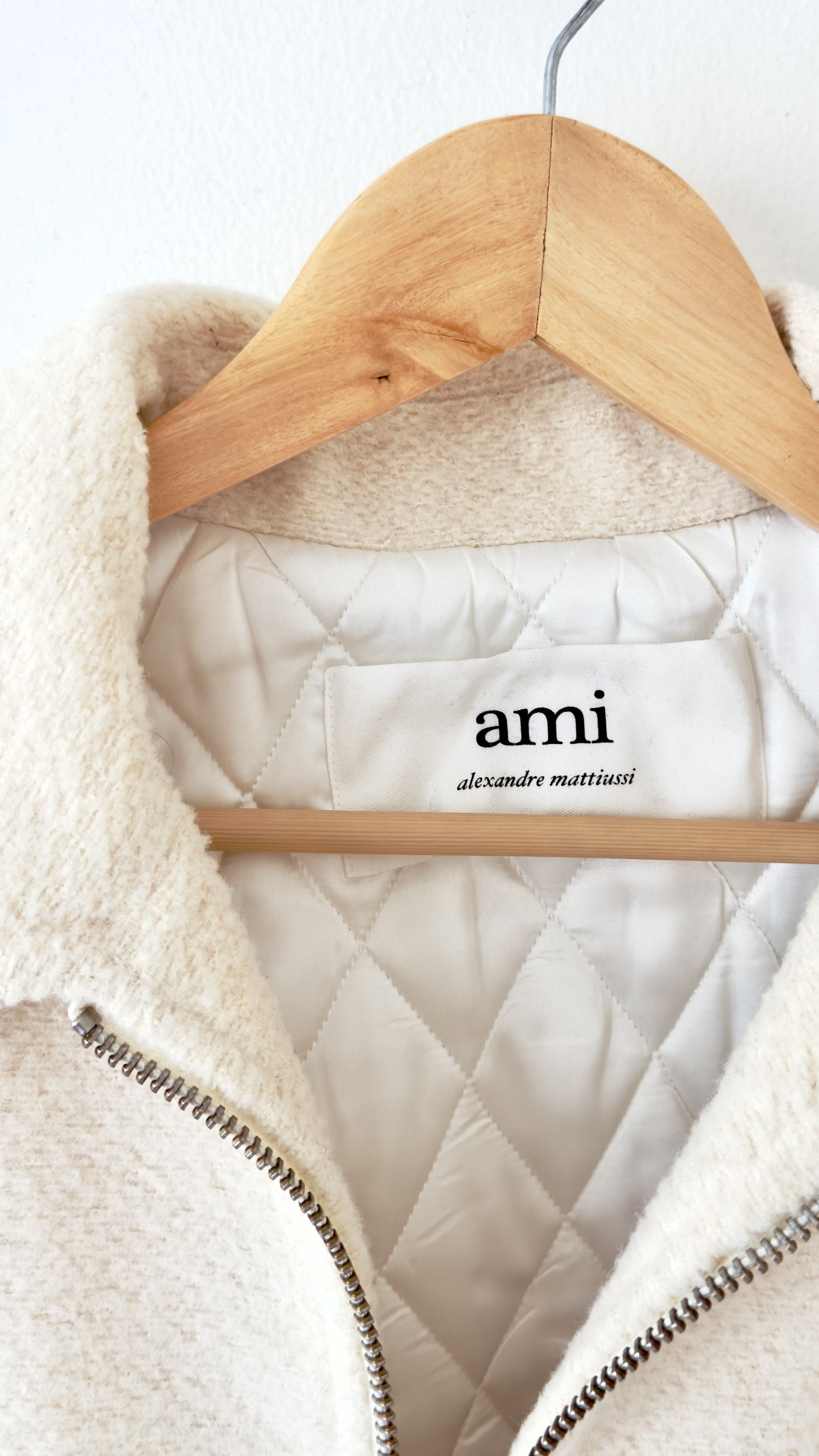 AMI Bouclè-ish Quilted-Lined Wool Zip Jacket Size US L / EU 52-54 / 3 - 3 Thumbnail