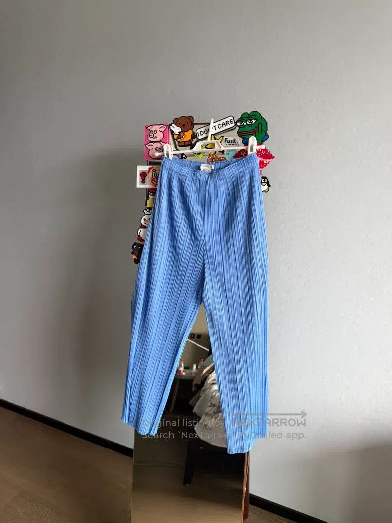 Issey Miyake Issey Miyake size:3 Blue Pleated Trousers Size 31" - 1 Thumbnail