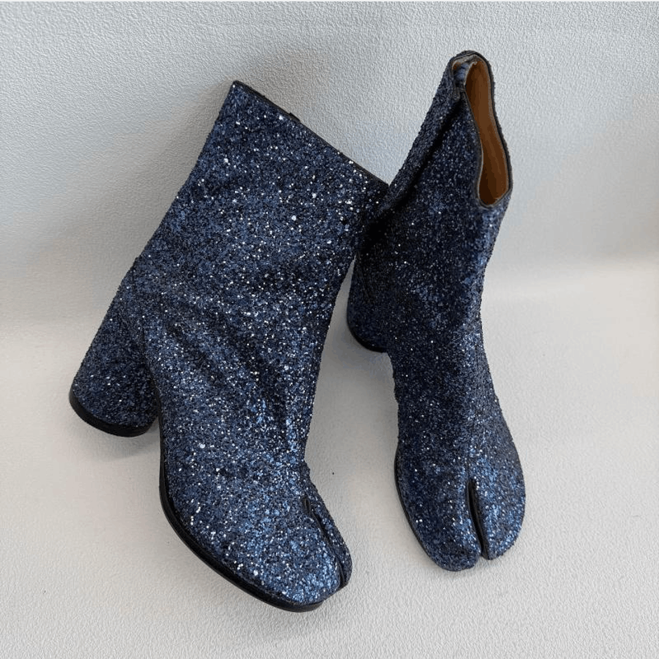 Maison Margiela Women Maison Margiela Blue Sequin Tabi Ankle Boots Heels Size US 6 / IT 36 - 9 Thumbnail