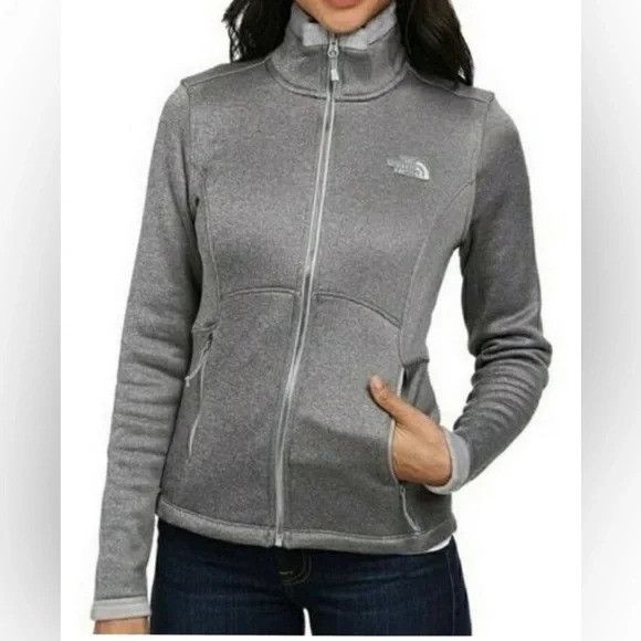 The North Face The North Face Womens Gray Full-Zip Mock Neck Jacket Size L Size L / US 10 / IT 46 - 1 Thumbnail