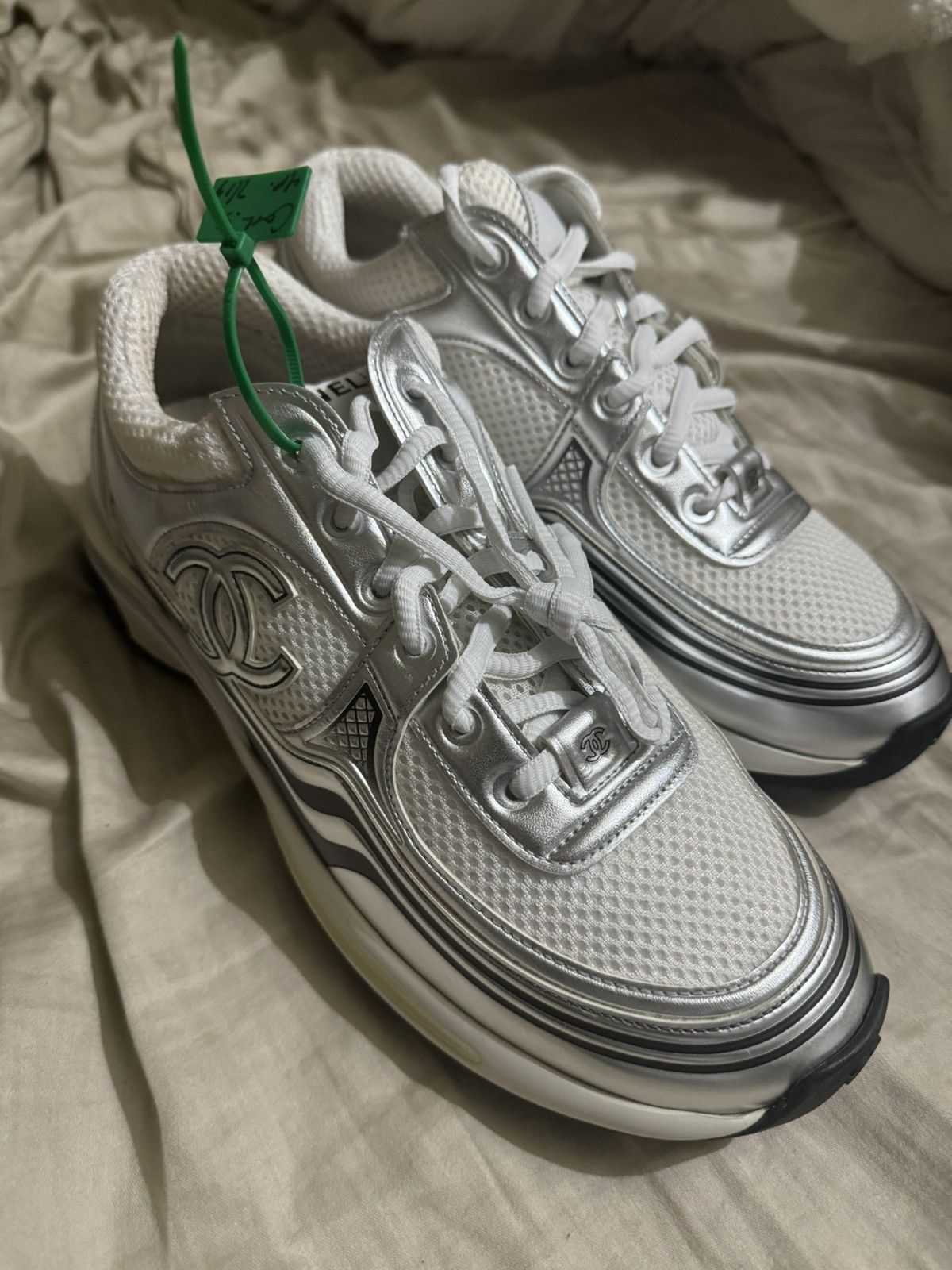 White and clear chanel sneakers sales