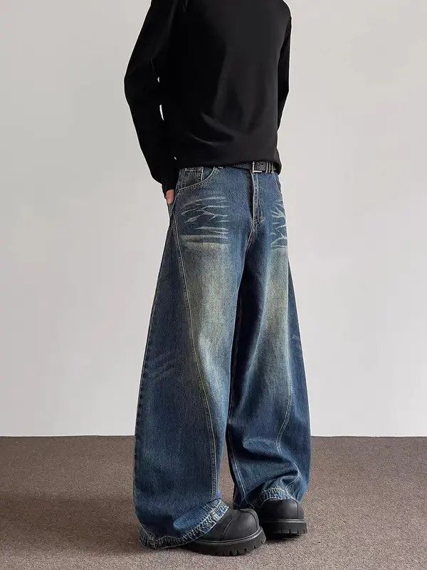 Japanese Brand VIBE Retro vintage deconstruction curved knife baggy jeans Size US 32 / EU 48 - 3 Thumbnail