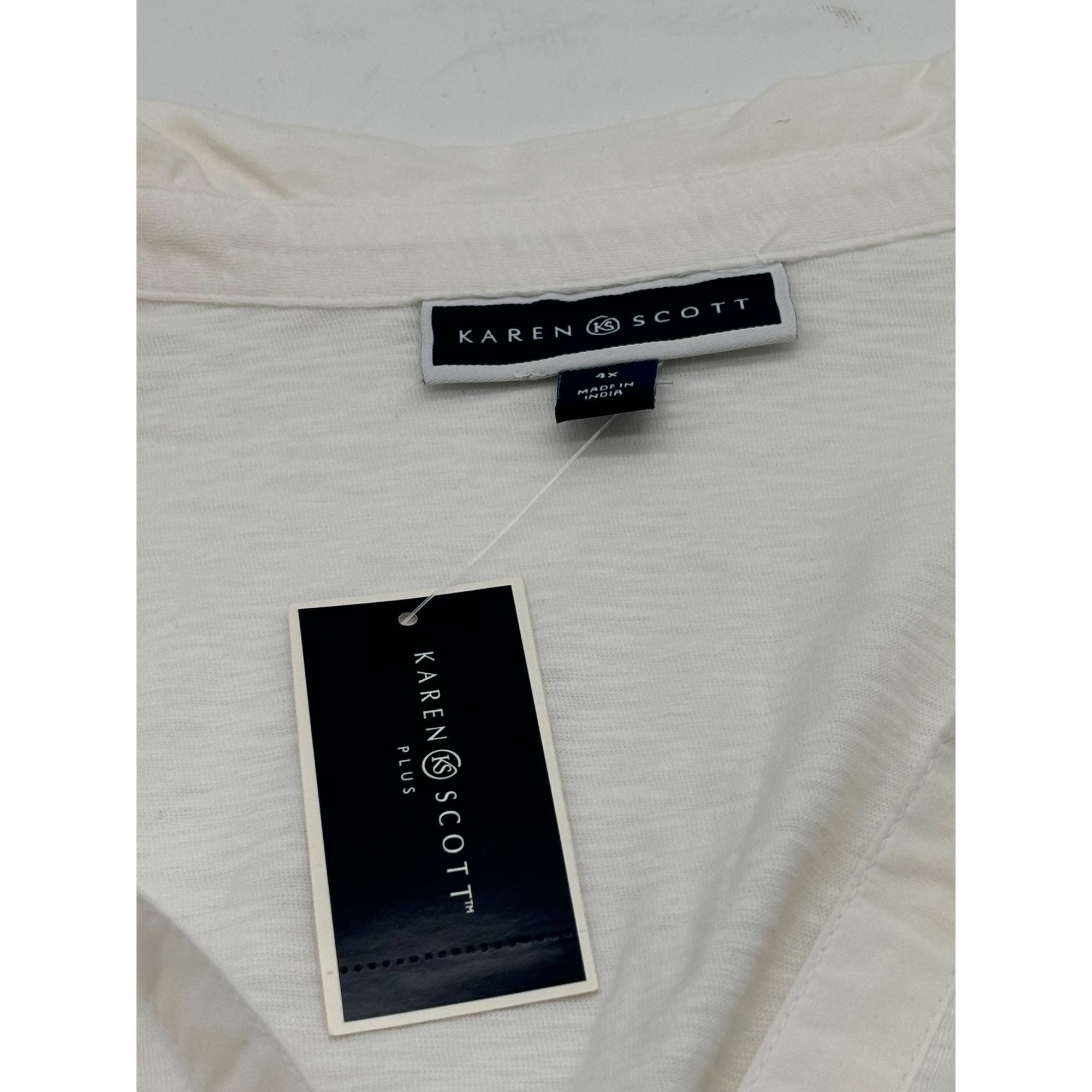 Other Karen Scott Size Cotton Open-Neck Polo Top, Bright White, 4 Size ONE SIZE - 8 Thumbnail