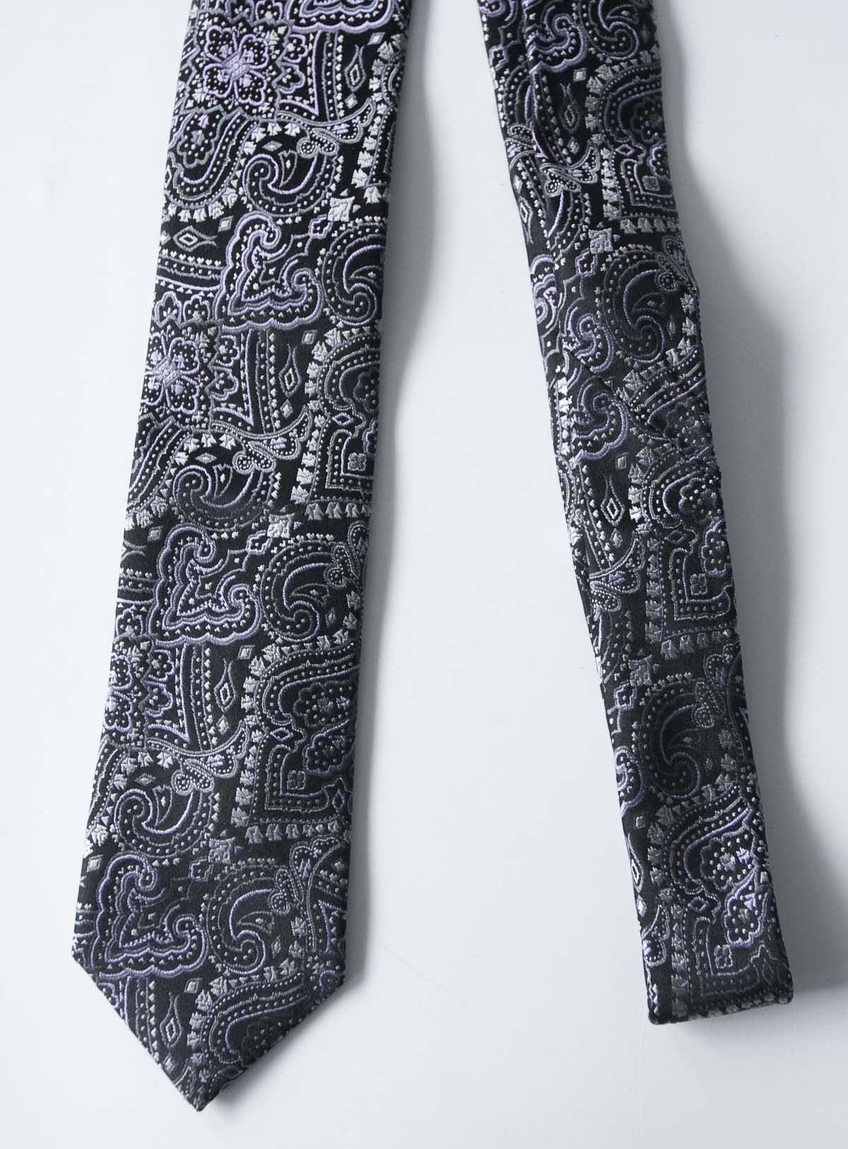 Ted Baker Ted Baker Tie Paisley Silk Gray / Purple Size ONE SIZE - 1 Thumbnail