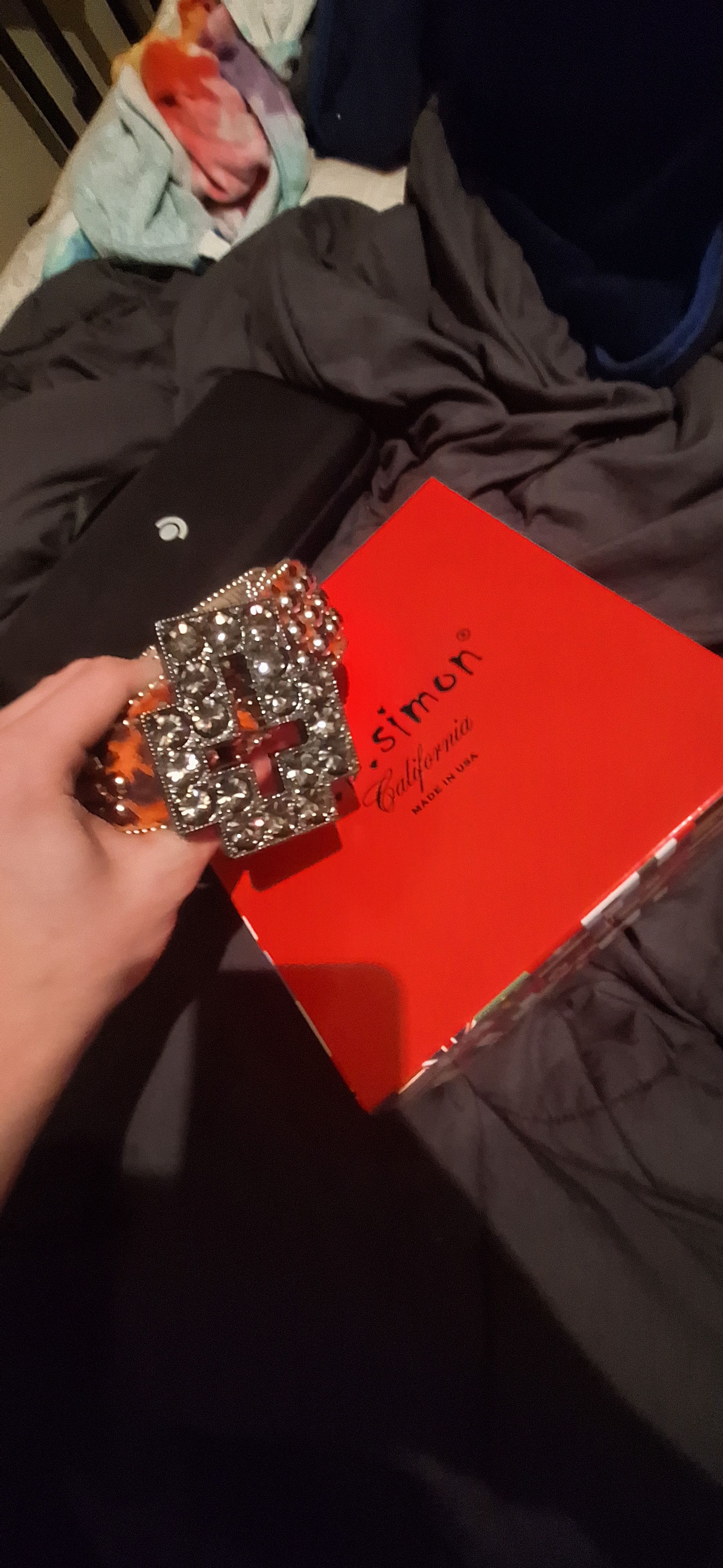 B.B Simon Orange fur Cross belt